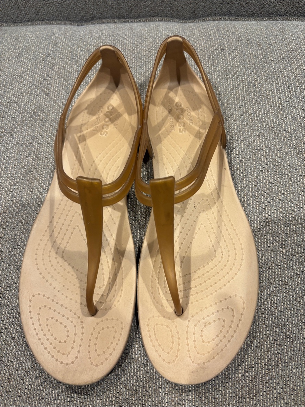 CROCS Women's Brown Jelly T-Strap Sandals